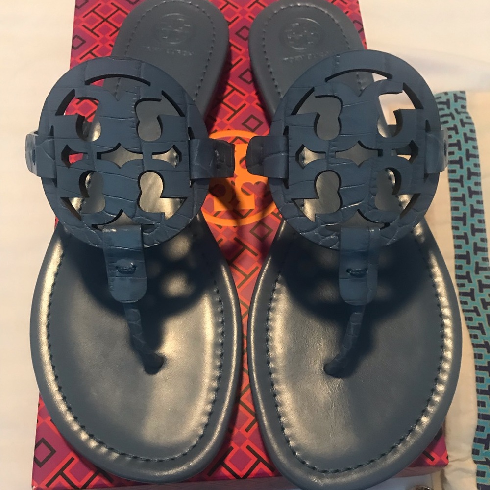 Tory Burch Croc Embossed Sandals